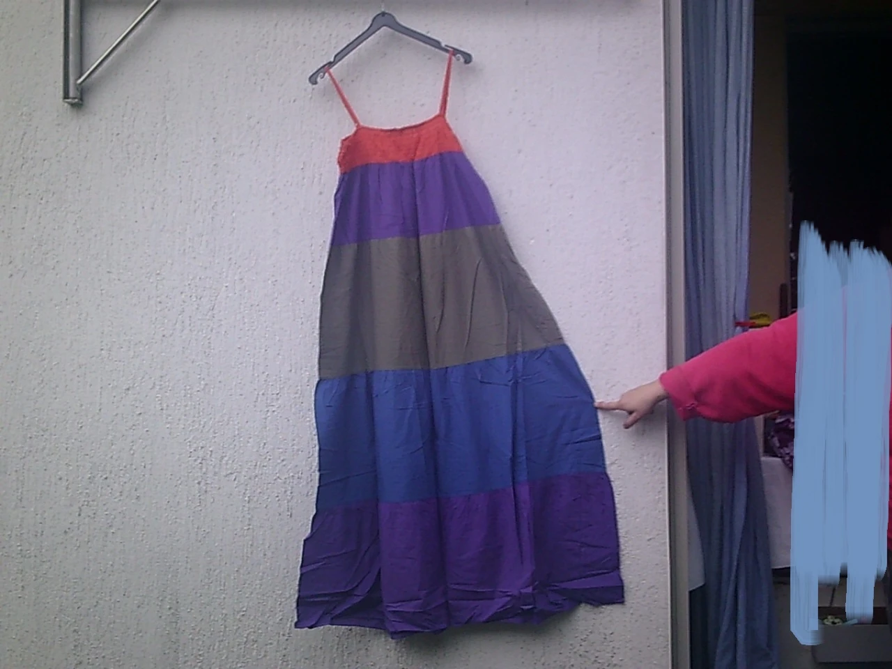 Long dress with flared bottom, 5 panels/multi-colored bands, 5 colors, size T.L tag – photo 18